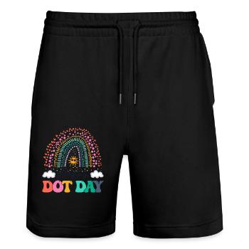 Happy Dot Day Colorful Rainbow Girls Boys Youth - Short de jogging bio TRAINER Stanley/Stella unisexe - noir - Devant - Nik (191cm) & Marisol (170cm)
