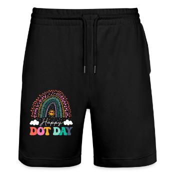 Rainbow Polka Dot Happy Dot Day s Pour Femmes Hommes - Short de jogging bio TRAINER Stanley/Stella unisexe - noir - Devant - Nik (191cm) & Marisol (170cm)