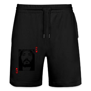 Jesus ist König Jesus König der Herzen Karte Christ - Stanley/Stella Unisex Bio Joggingshorts Trainer  - Schwarz - Vorne - Nik (191cm) & Marisol (170cm)
