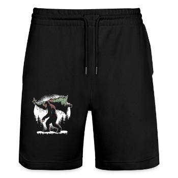Bigfoot Wear Christmas Tree Lights Xmas - Stanley/Stella Trainer Unisex Organic Jogging Shorts - black - Front - Nik (191cm) & Marisol (170cm)