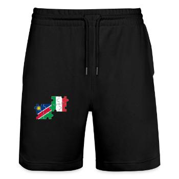 Namibia Italien Flagge Italienisch Namibier - Stanley/Stella Unisex Bio Joggingshorts Trainer  - Schwarz - Vorne - Nik (191cm) & Marisol (170cm)