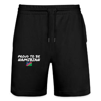 Proud To Be Namibian Namibia Flagge Namibier - Stanley/Stella Unisex Bio Joggingshorts Trainer  - Schwarz - Vorne - Nik (191cm) & Marisol (170cm)