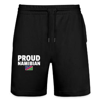 Proud Namibian Namibia Namibische Flagge Namibier - Stanley/Stella Unisex Bio Joggingshorts Trainer  - Schwarz - Vorne - Nik (191cm) & Marisol (170cm)