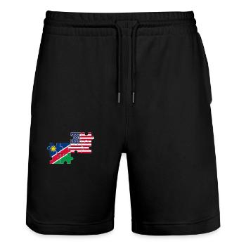 Namibia USA Flagge Amerikanisch Namibisch - Stanley/Stella Unisex Bio Joggingshorts Trainer  - Schwarz - Vorne - Nik (191cm) & Marisol (170cm)