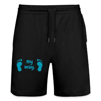 MY WAY 2 - Stanley/Stella Unisex Bio Joggingshorts Trainer  - Schwarz - Vorne - Nik (191cm) & Marisol (170cm)