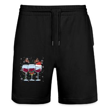 Drôle de vin Noël Noël Santa Hat Lumières de Noël - Short de jogging bio TRAINER Stanley/Stella unisexe - noir - Devant - Nik (191cm) & Marisol (170cm)
