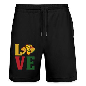 Black History Month Black History - Stanley/Stella Unisex Bio Joggingshorts Trainer  - Schwarz - Vorne - Nik (191cm) & Marisol (170cm)