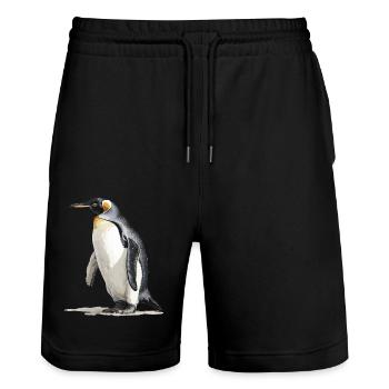 the king of the penguins - Stanley/Stella Trainer Unisex Organic Jogging Shorts - black - Front - Nik (191cm) & Marisol (170cm)