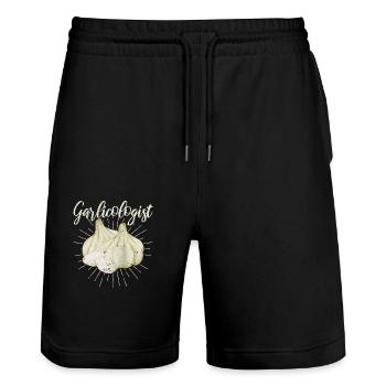 Garlicologist Funny Chef Garlic Bulb Cook Köstlich - Stanley/Stella Unisex Bio Joggingshorts Trainer  - Schwarz - Vorne - Nik (191cm) & Marisol (170cm)