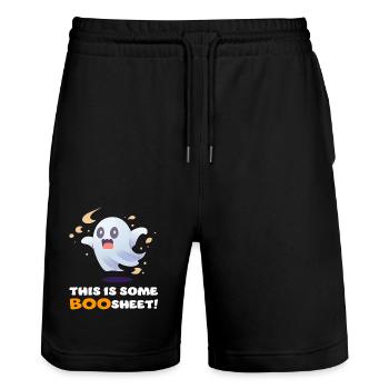This Is Some Boo Sheet Funny Halloween Ghost - Stanley/Stella Trainer Unisex Organic Jogging Shorts - black - Front - Nik (191cm) & Marisol (170cm)