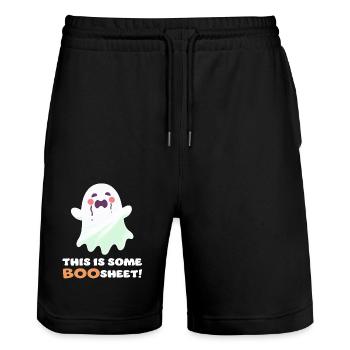 Drôle Boo Sheet Dire avec fantôme mignon - Short de jogging bio TRAINER Stanley/Stella unisexe - noir - Devant - Nik (191cm) & Marisol (170cm)