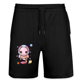 Axolotls dans l’aquarium spatial animaux de compagnie axolotls - Short de jogging bio TRAINER Stanley/Stella unisexe - noir - Devant - Nik (191cm) & Marisol (170cm)