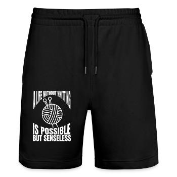 Tricot Couturière Crochet Tricoteuse Tailleur - Short de jogging bio TRAINER Stanley/Stella unisexe - noir - Devant - Nik (191cm) & Marisol (170cm)