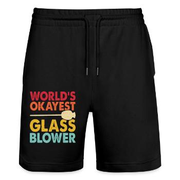 Glassblower - Stanley/Stella Trainer Unisex Organic Jogging Shorts - black - Front - Nik (191cm) & Marisol (170cm)