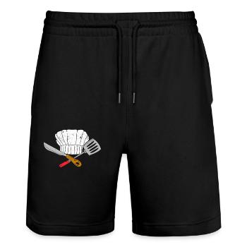Chef's hat Culinary sous cuisine Kitchen Chef - Stanley/Stella Trainer Unisex Organic Jogging Shorts - black - Front - Nik (191cm) & Marisol (170cm)