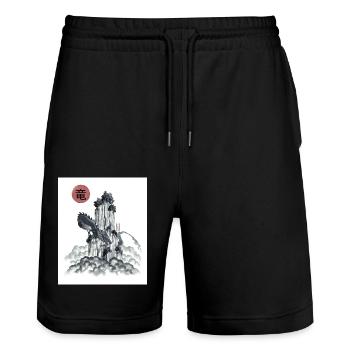 Sumi-e Dragon - Short de jogging bio TRAINER Stanley/Stella unisexe - noir - Devant - Nik (191cm) & Marisol (170cm)