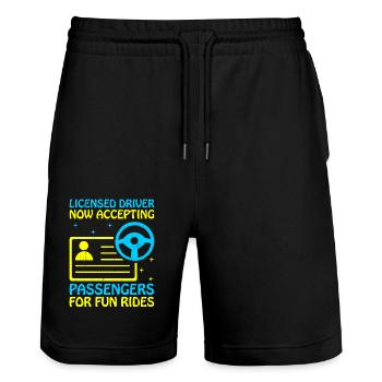 Permis de conduire passé Nouveau permis de conduire S - Short de jogging bio TRAINER Stanley/Stella unisexe - noir - Devant - Nik (191cm) & Marisol (170cm)