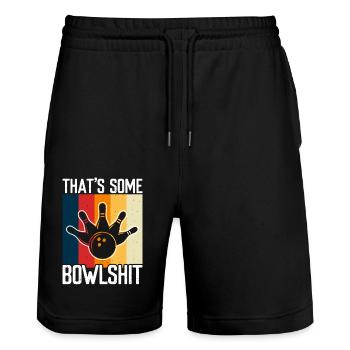 Bowling - Stanley/Stella Trainer Unisex Organic Jogging Shorts - black - Front - Nik (191cm) & Marisol (170cm)
