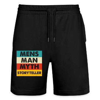 Father Father's Day Dad Funny Saying - Stanley/Stella Trainer Unisex Organic Jogging Shorts - black - Front - Nik (191cm) & Marisol (170cm)