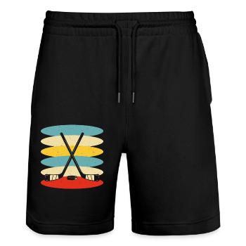 Kajak Kajakfahrer Kajaker - Stanley/Stella Unisex Bio Joggingshorts Trainer  - Schwarz - Vorne - Nik (191cm) & Marisol (170cm)