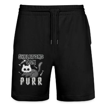 "Skeletons can purr", fun cute mummy cat - Stanley/Stella Trainer Unisex Organic Jogging Shorts - black - Front - Nik (191cm) & Marisol (170cm)