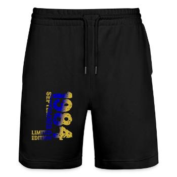 1984 September Limited Edition 39. Geburtstag Deko - Stanley/Stella Unisex Bio Joggingshorts Trainer  - Schwarz - Vorne - Nik (191cm) & Marisol (170cm)