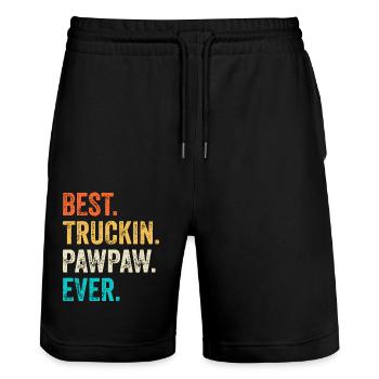 Truck Driver Dad Father Father's Day - Stanley/Stella Trainer Unisex Organic Jogging Shorts - black - Front - Nik (191cm) & Marisol (170cm)