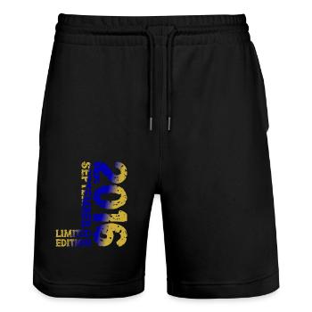 2016 September Limited Edition 7th Birthday Decoration - Stanley/Stella Trainer Unisex Organic Jogging Shorts - black - Front - Nik (191cm) & Marisol (170cm)