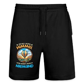 Heißluftballon fahren - Ballonfahrer Geschenk - Stanley/Stella Unisex Bio Joggingshorts Trainer  - Schwarz - Vorne - Nik (191cm) & Marisol (170cm)
