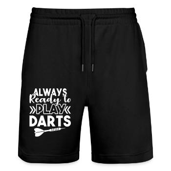 Darts Always Ready to Play Darts - Stanley/Stella Trainer Unisex Organic Jogging Shorts - black - Front - Nik (191cm) & Marisol (170cm)