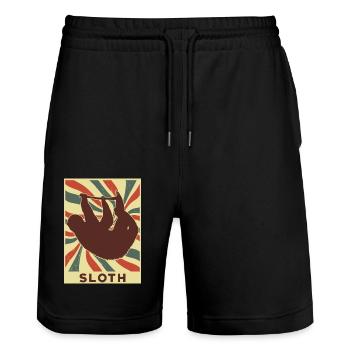 Sloth Retro Vintage - Stanley/Stella Trainer Unisex Organic Jogging Shorts - black - Front - Nik (191cm) & Marisol (170cm)