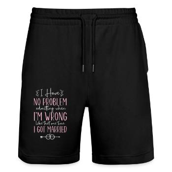 Happy Divorce Party I Have No - Stanley/Stella Unisex Bio Joggingshorts Trainer  - Schwarz - Vorne - Nik (191cm) & Marisol (170cm)