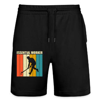 Field Hockey Floorball Indoor Hockey Floorball - Stanley/Stella Trainer Unisex Organic Jogging Shorts - black - Front - Nik (191cm) & Marisol (170cm)
