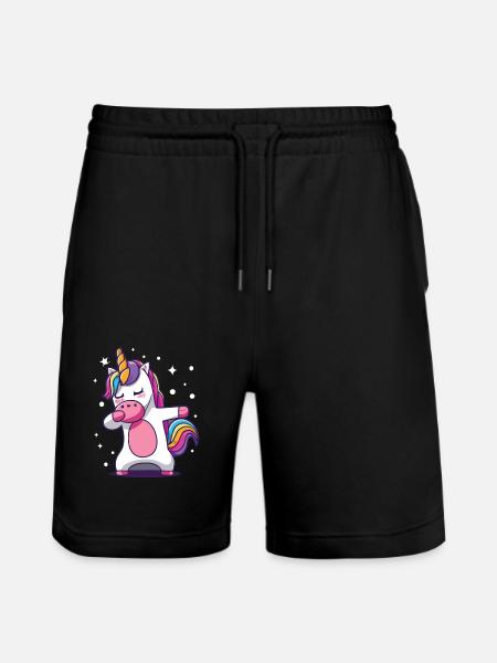 Dabbing Unicorn Dabbing Unicorn Dans - Stanley/Stella uniseks bio-joggingshorts Mover  - zwart