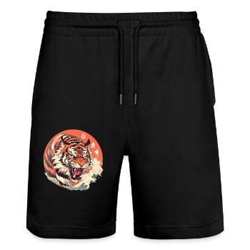 Tokyo Asie 80s Rétro Tiger Japonais - Short de jogging bio TRAINER Stanley/Stella unisexe - noir - Devant - Nik (191cm) & Marisol (170cm)
