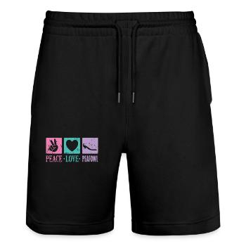 Peace Love Paafowl Plumage Oiseau Faisan - Short de jogging bio TRAINER Stanley/Stella unisexe - noir - Devant - Nik (191cm) & Marisol (170cm)