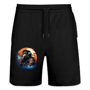 Cool Ape with headphone - Ape, Monkey Graphics - Stanley/Stella Trainer Unisex Organic Jogging Shorts - black - Front - Nik (191cm) & Marisol (170cm)