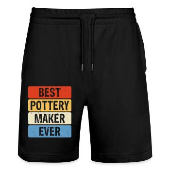 Pottery Pottery Pottery - Stanley/Stella Trainer Unisex Organic Jogging Shorts - black - Front - Nik (191cm) & Marisol (170cm)
