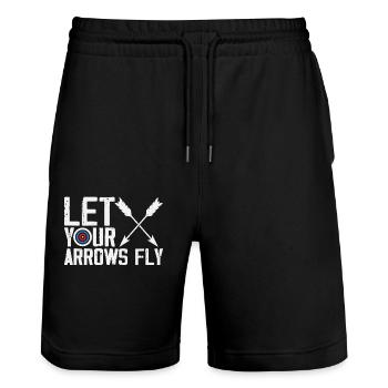 Bogenschütze Bogenschießen - Stanley/Stella Unisex Bio Joggingshorts Trainer  - Schwarz - Vorne - Nik (191cm) & Marisol (170cm)