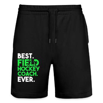 Field Hockey Best Field Hockey Coach Ever - Stanley/Stella Trainer Unisex Organic Jogging Shorts - black - Front - Nik (191cm) & Marisol (170cm)