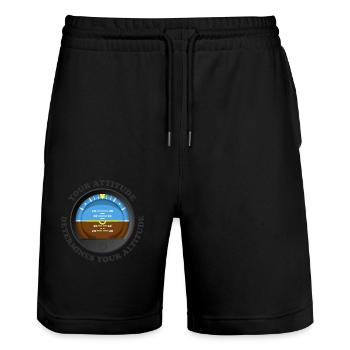 Ihre Fluglage bestimmt Ihre Höhe - Luftfahrt - Stanley/Stella Unisex Bio Joggingshorts Trainer  - Schwarz - Vorne - Nik (191cm) & Marisol (170cm)