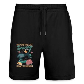 Weekend forecast sewing with a chance to drink - Stanley/Stella Trainer Unisex Organic Jogging Shorts - black - Front - Nik (191cm) & Marisol (170cm)