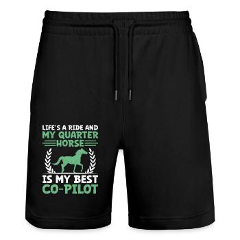 American Quarter Horse Equestrian Horse Lover Hors - Stanley/Stella Trainer Unisex Organic Jogging Shorts - black - Front - Nik (191cm) & Marisol (170cm)