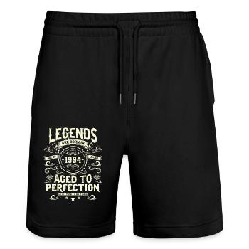 Legendary 30th Birthday Gift '94 - Stanley/Stella Trainer Unisex Organic Jogging Shorts - black - Front - Nik (191cm) & Marisol (170cm)