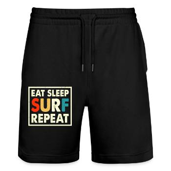 Surfeur - Short de jogging bio TRAINER Stanley/Stella unisexe - noir - Devant - Nik (191cm) & Marisol (170cm)
