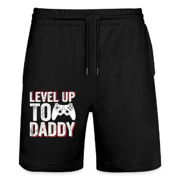 Papa Vater Vatertag - Stanley/Stella Unisex Bio Joggingshorts Trainer  - Schwarz - Vorne - Nik (191cm) & Marisol (170cm)