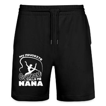 Gymnast My Favorite Gymnast Call Me Nana - Stanley/Stella Trainer Unisex Organic Jogging Shorts - black - Front - Nik (191cm) & Marisol (170cm)