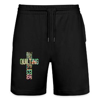 Quilting Whole Lot of Jesus Cross Sewing Quilters - Stanley/Stella Trainer Unisex Organic Jogging Shorts - black - Front - Nik (191cm) & Marisol (170cm)