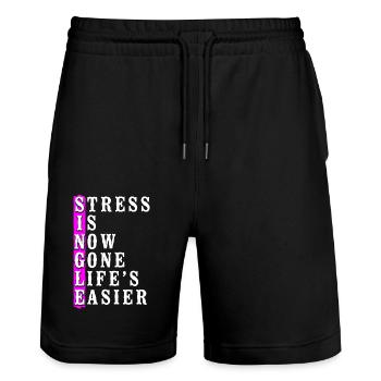 Happy Divorce Party Stress Is Now - Stanley/Stella Unisex Bio Joggingshorts Trainer  - Schwarz - Vorne - Nik (191cm) & Marisol (170cm)