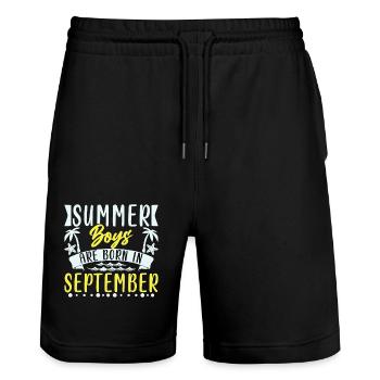 Sommerjungen Werden Im September Geboren - Stanley/Stella Unisex Bio Joggingshorts Trainer  - Schwarz - Vorne - Nik (191cm) & Marisol (170cm)